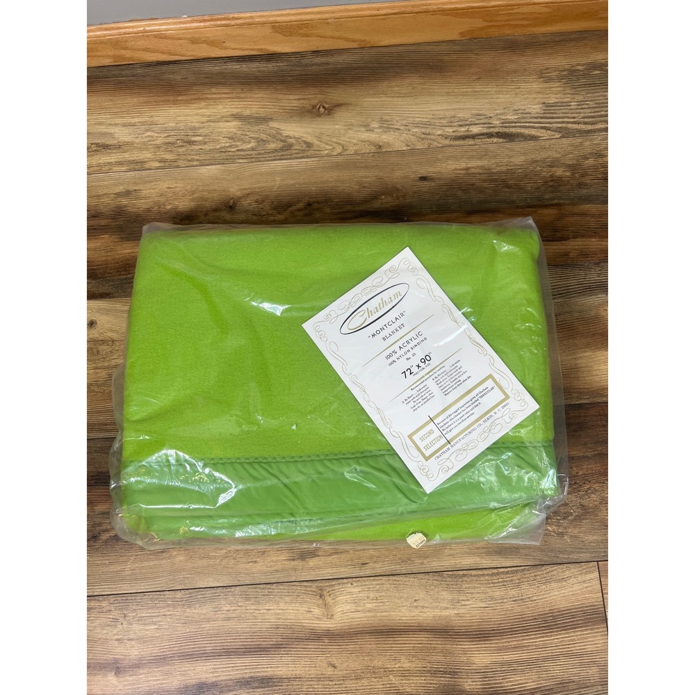 Vintage Chatham Montclair lime green blanket‎ 72"X 90" practical size new